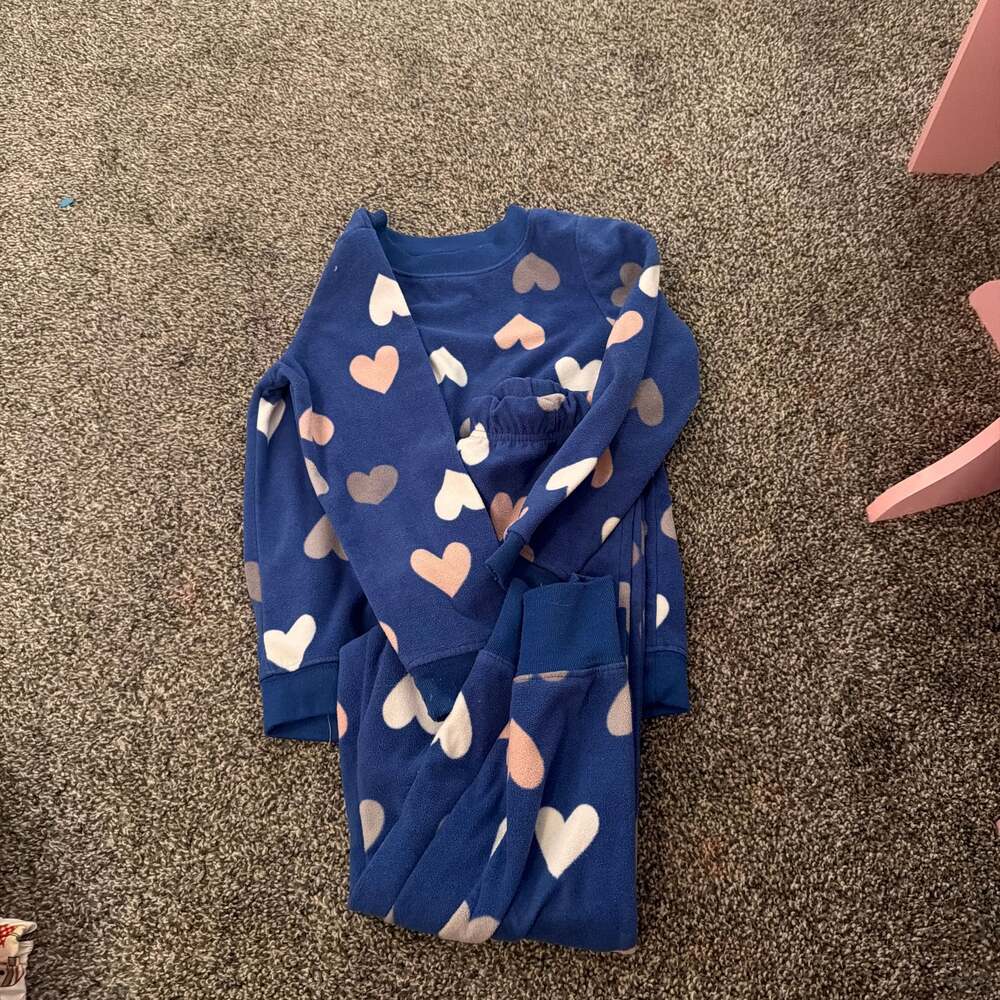 Carters Blue Cozy Hearts Fleece Pajama Jogger Set